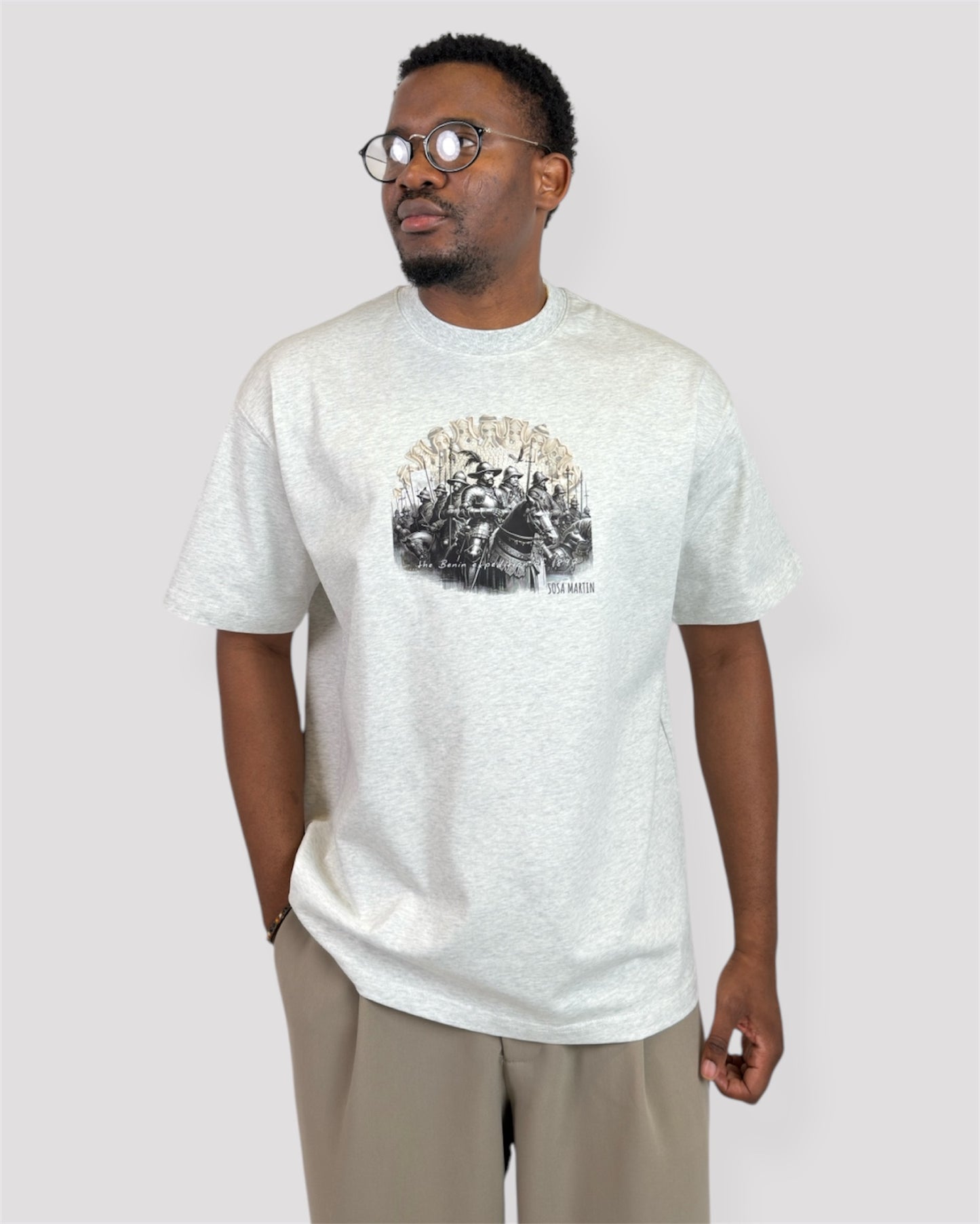 Benin Legacy Tee Oat ash