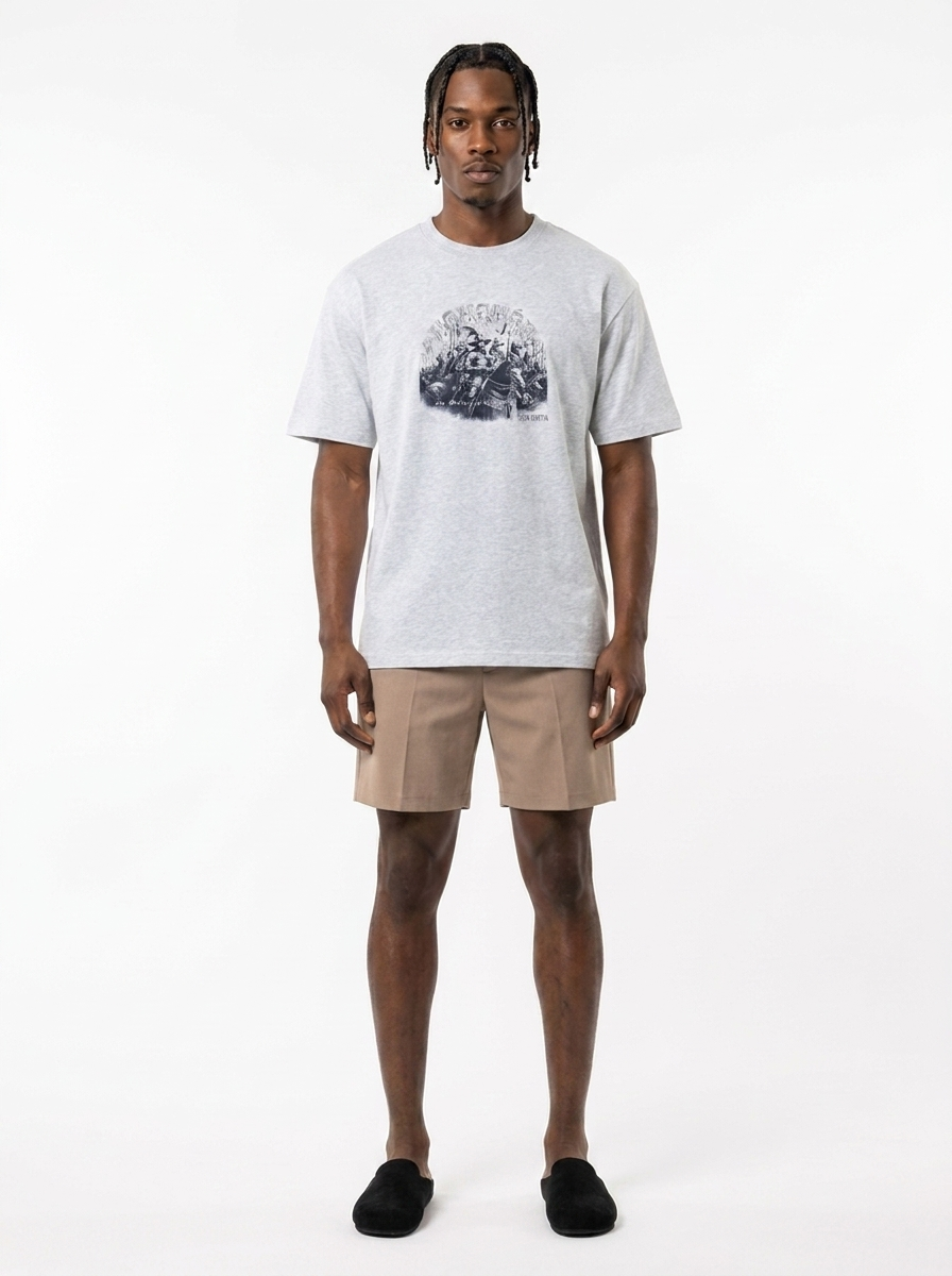 Benin Legacy Tee  Oat ash